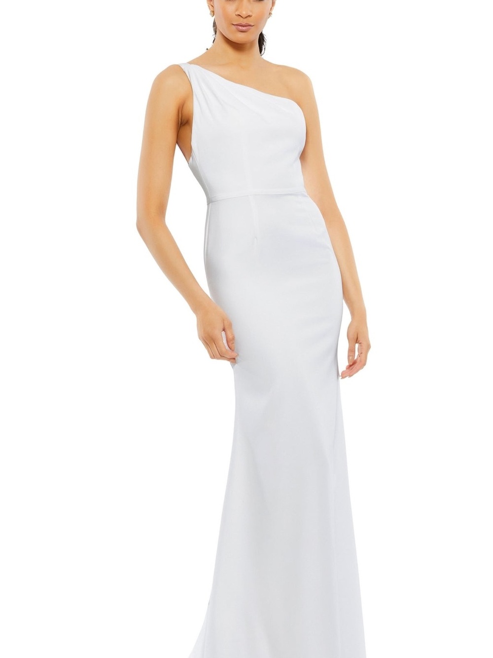 NEW With Flaw! Mac Duggal One-Shoulder White Column Gown style 26266